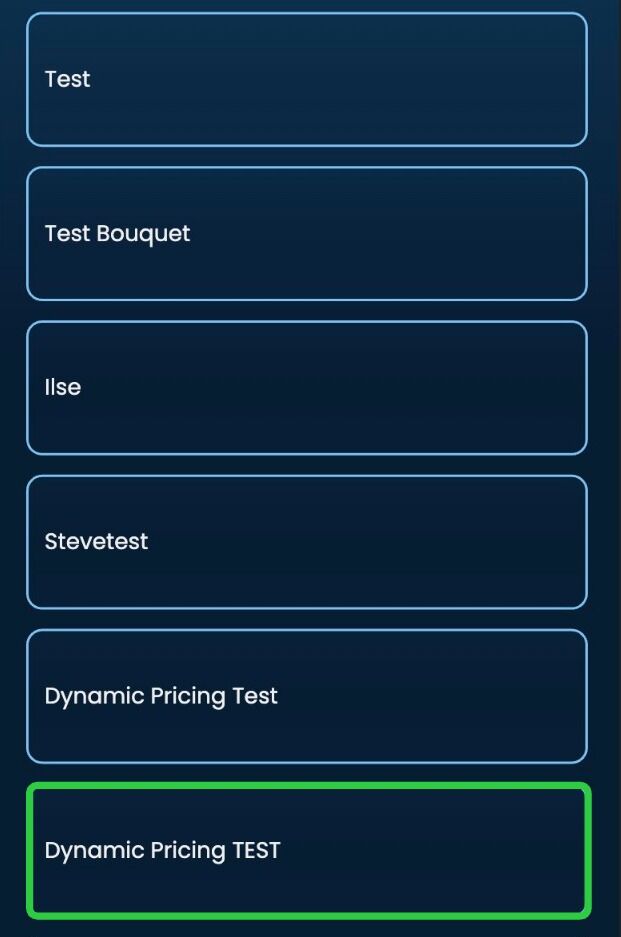Screenshot of: Select a Bouquet.