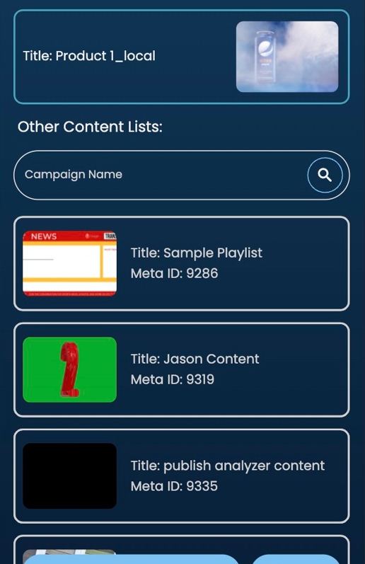Screenshot of: This will take you to the 'Content List Editor' page. The current content list is shown at the top, and a list of potential content lists that you can change it to are shown beneath.