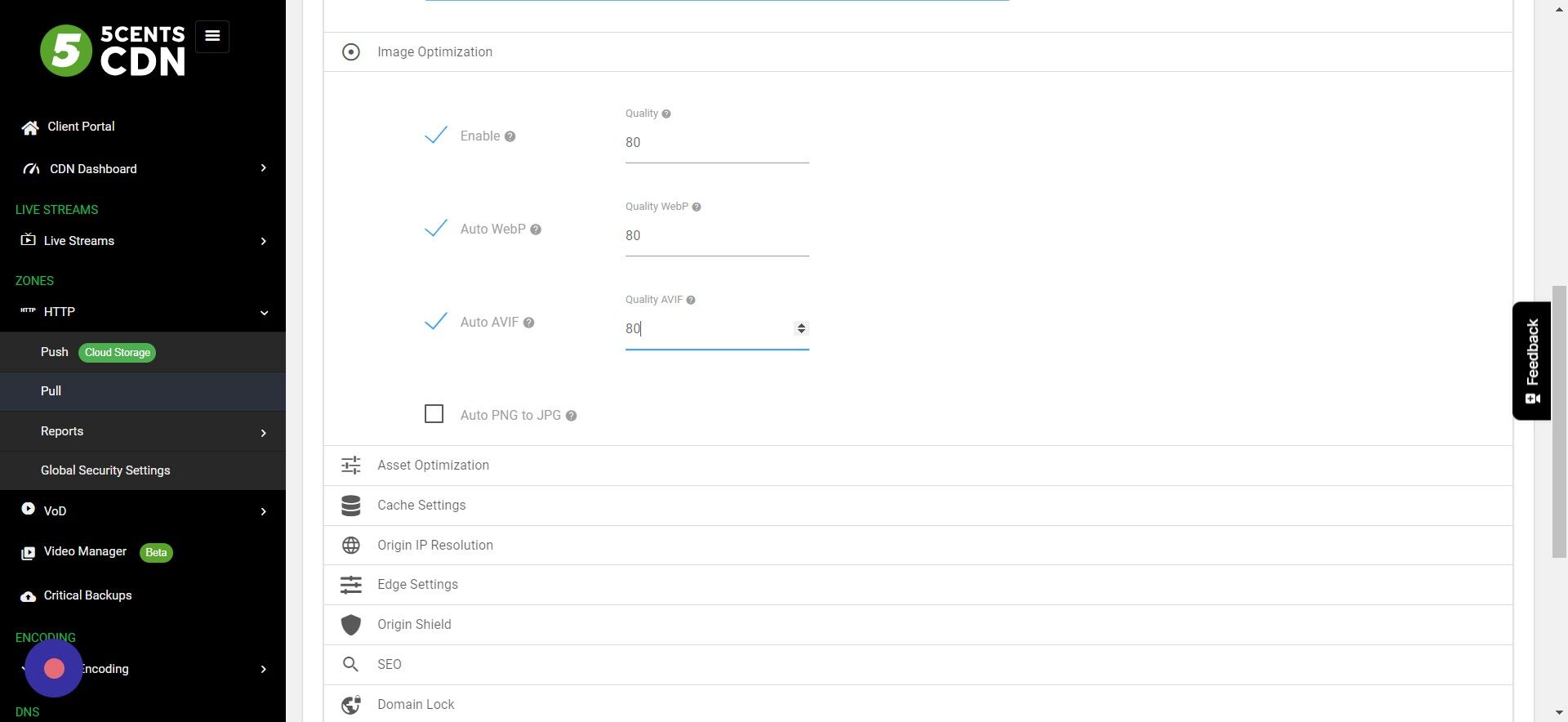 Screenshot of: Auto PNG to JPG: Specifies whether a JPG image should be used automatically if the PNG image has bi transparency 