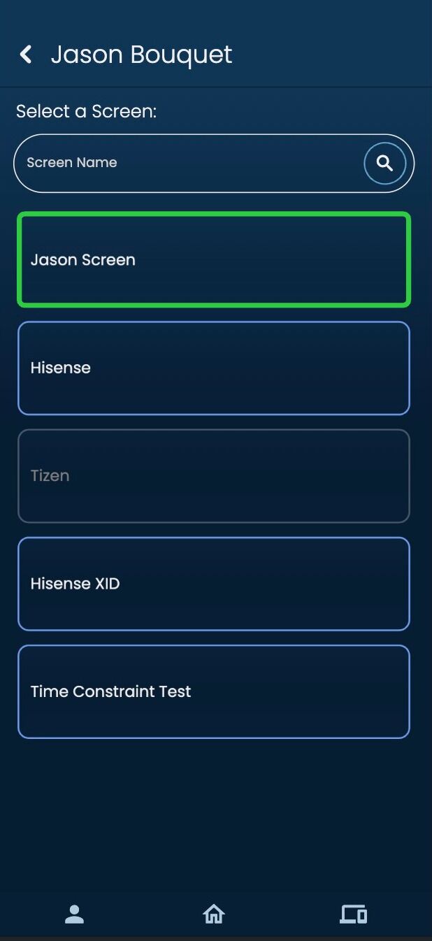 Screenshot of: Select your Screen