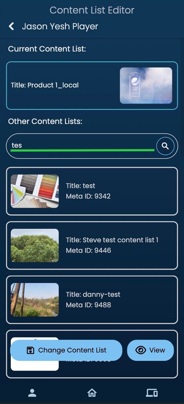 Screenshot of: Search for the relevant content list by typing keywords in the search bar.
