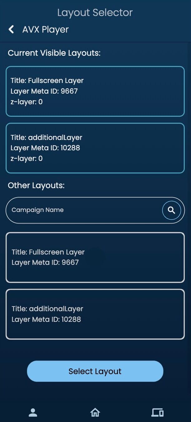 Screenshot of: This is the layer selection page.