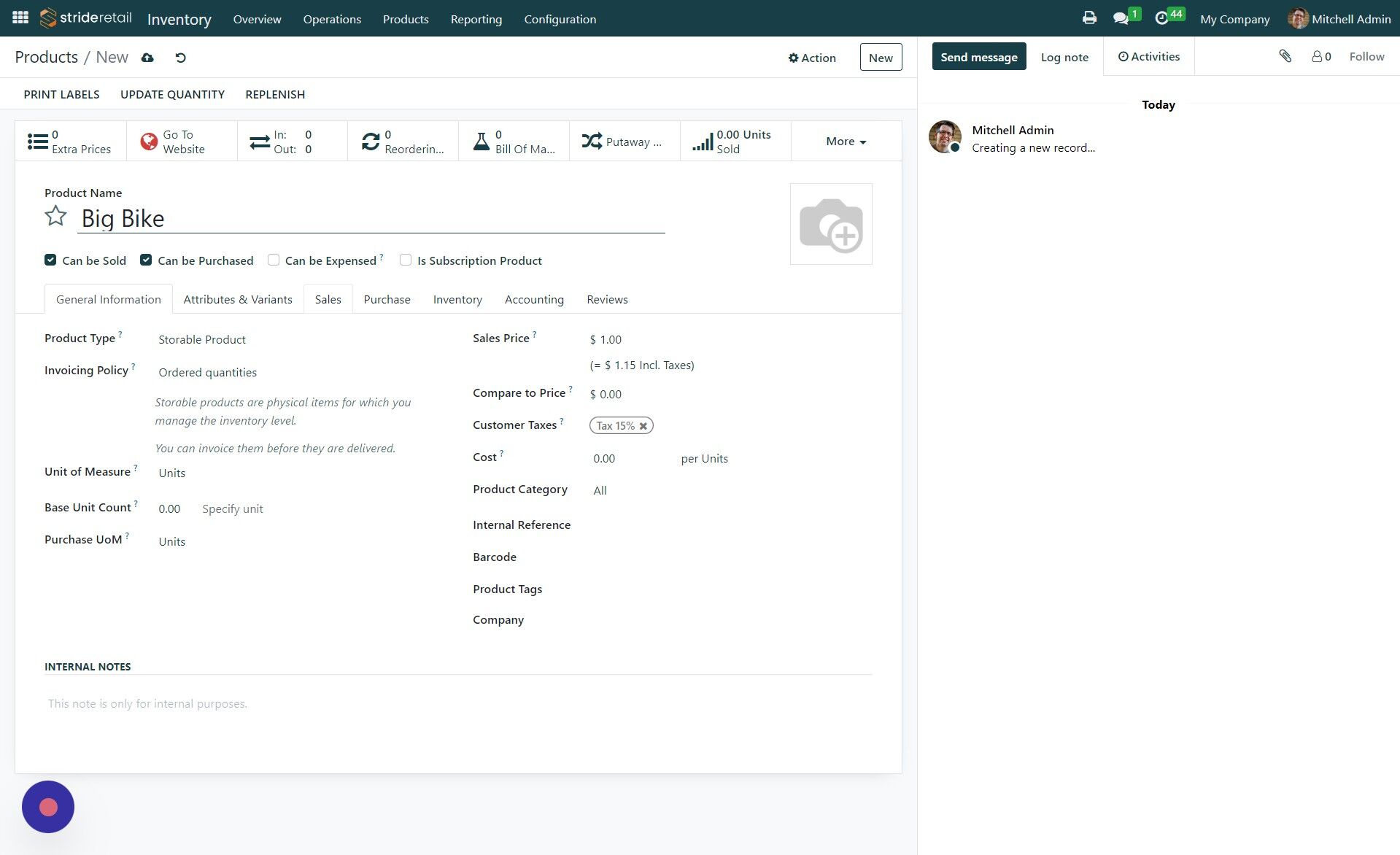 Screenshot of: Click "Sales"