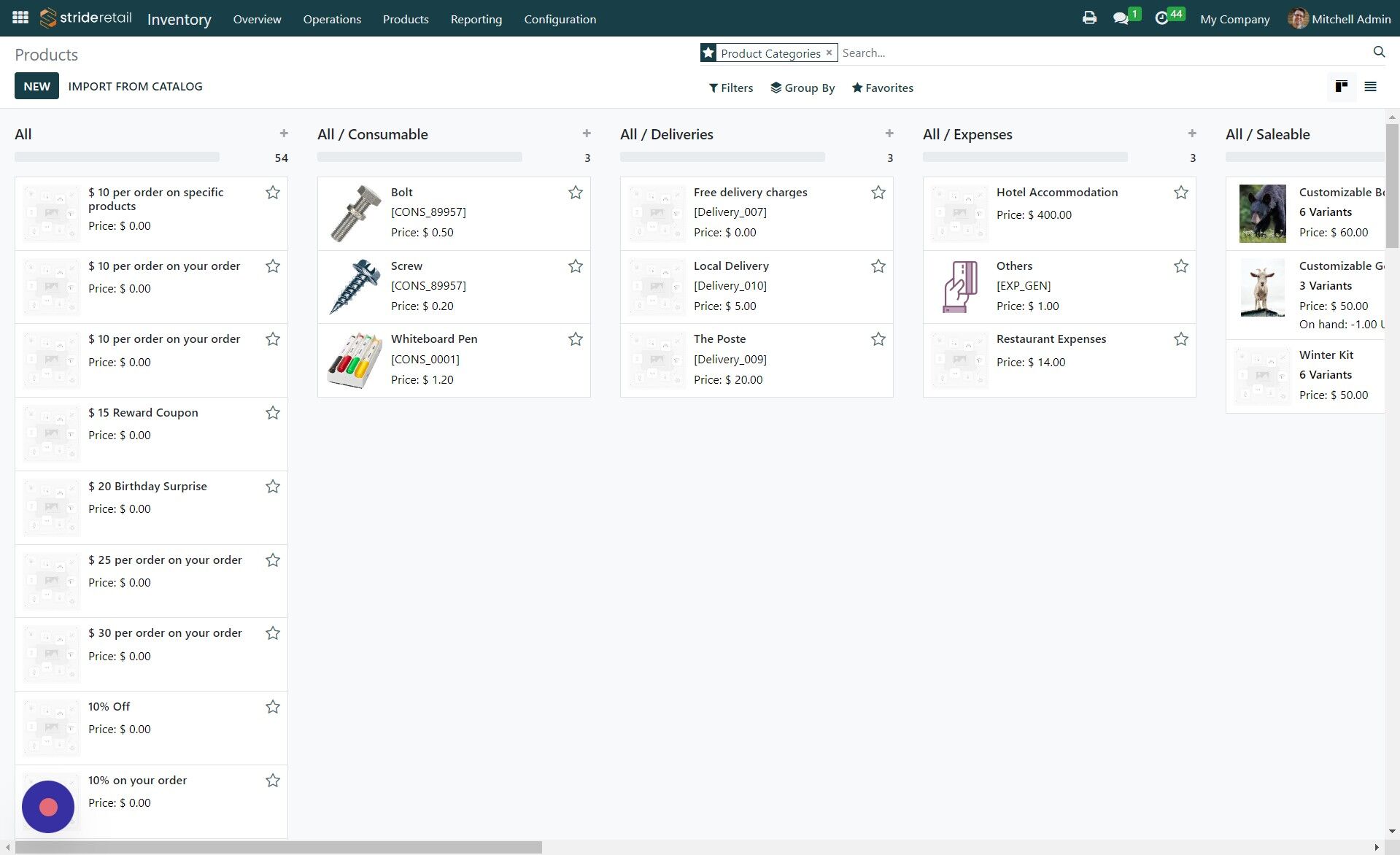 Screenshot of: You can create a product or select an existing product.