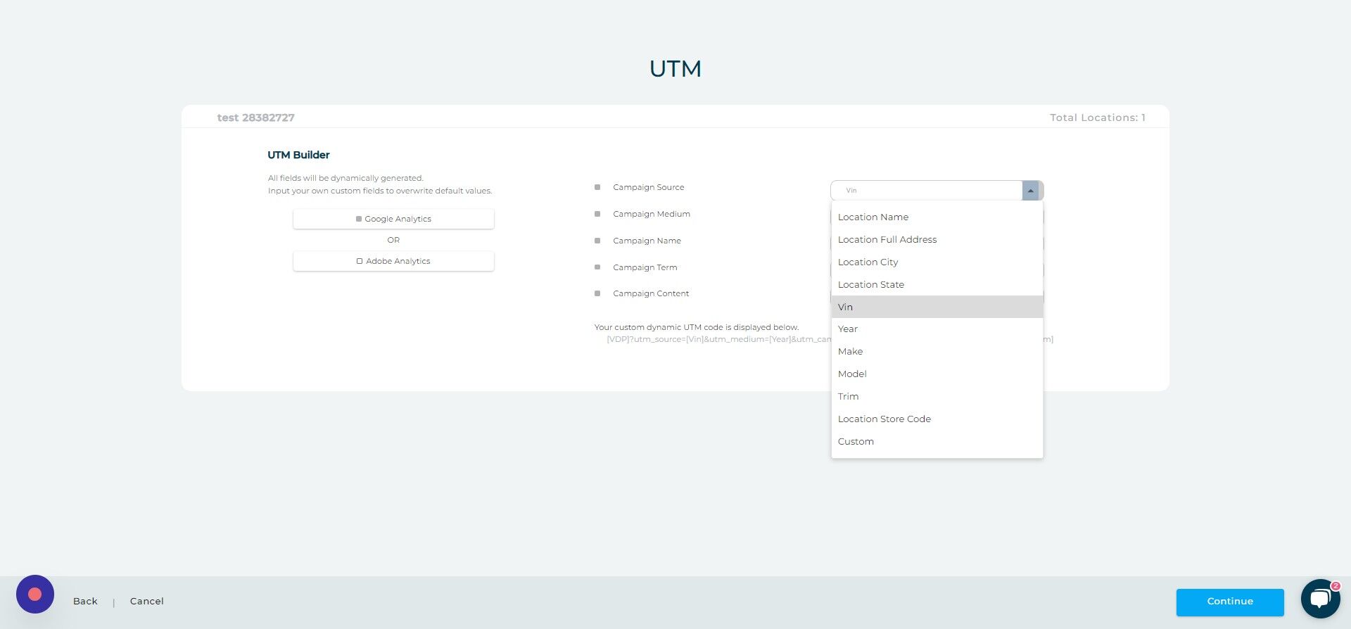 Screenshot of: Click "Vin"