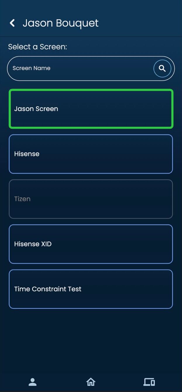 Screenshot of: Select your Screen.