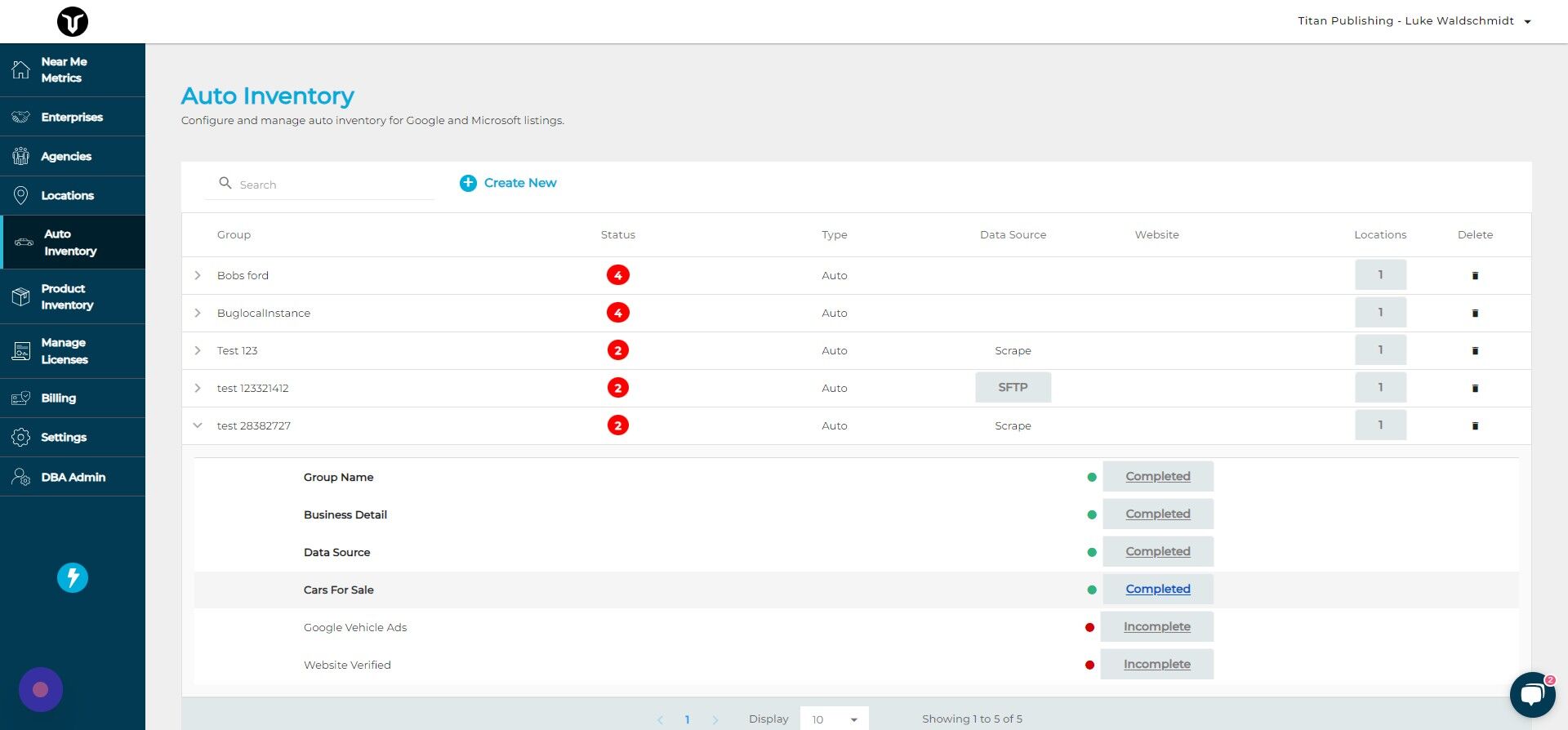 Screenshot of: Click "Completed"