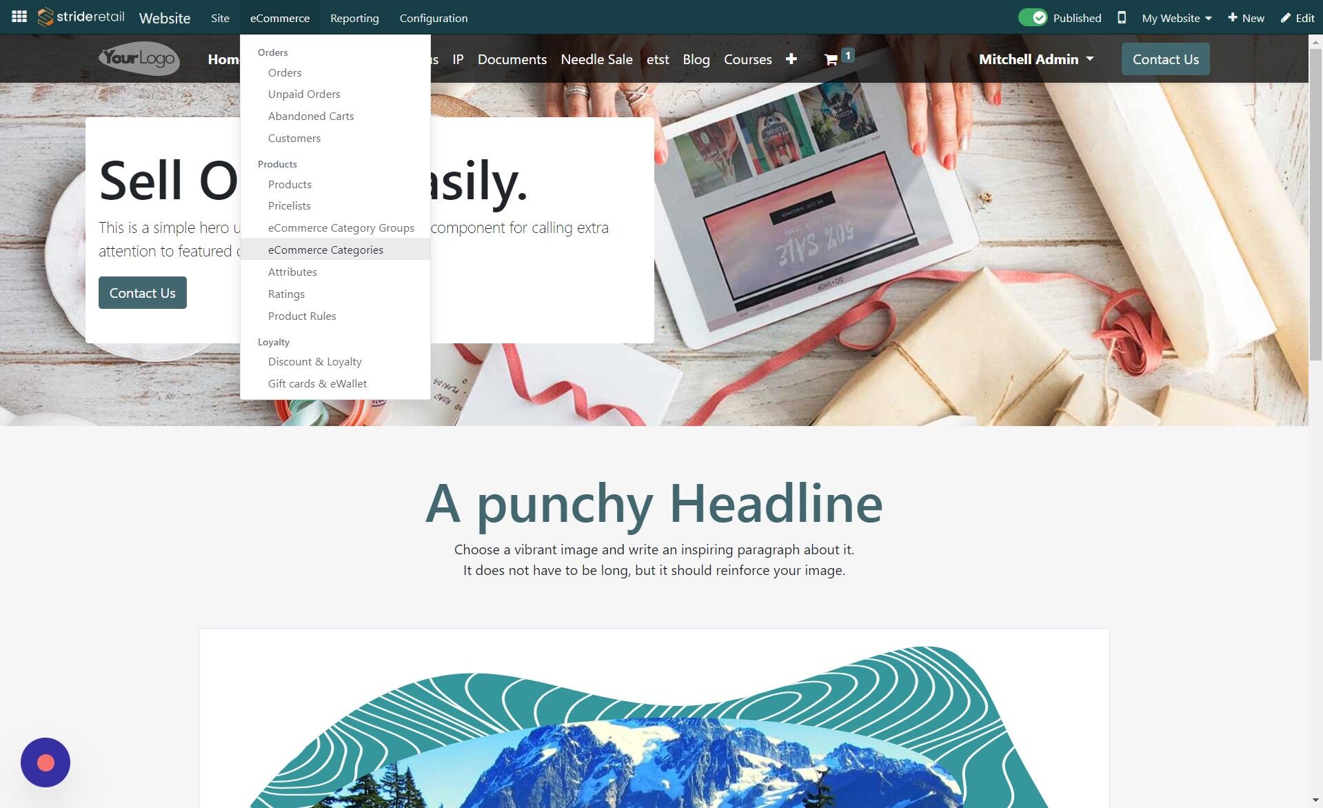 Screenshot of: Click "eCommerce Categories"