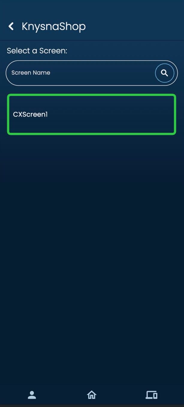 Screenshot of: Select your Screen.