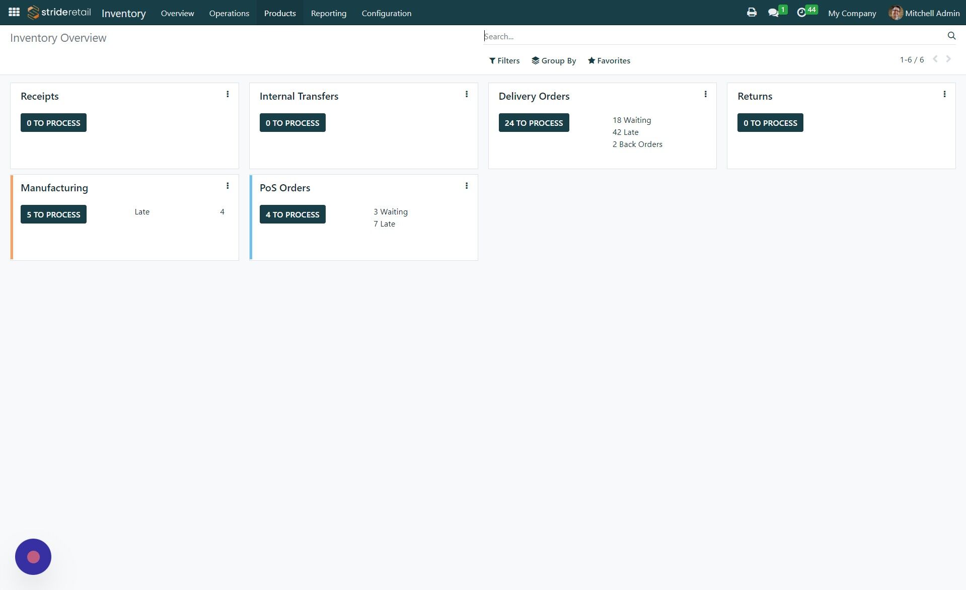 Screenshot of: Click "Products"