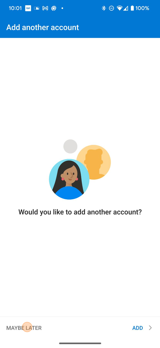 Screenshot of: Tap maybe later.