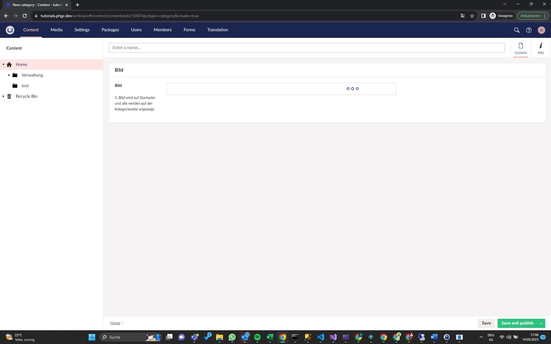 Screenshot of: Name der Kategorie hinzufügen
