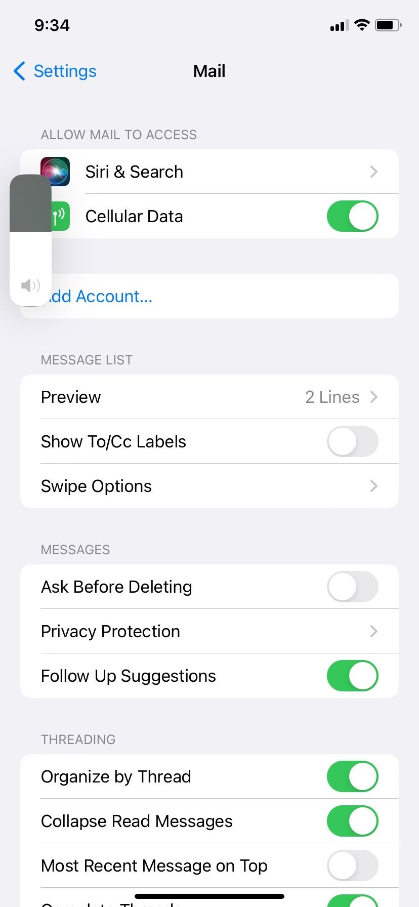 Screenshot of: Tap Add Account.