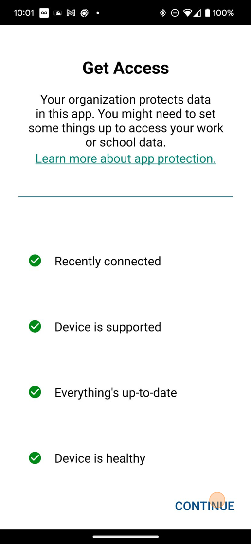 Screenshot of: Tap Continue.