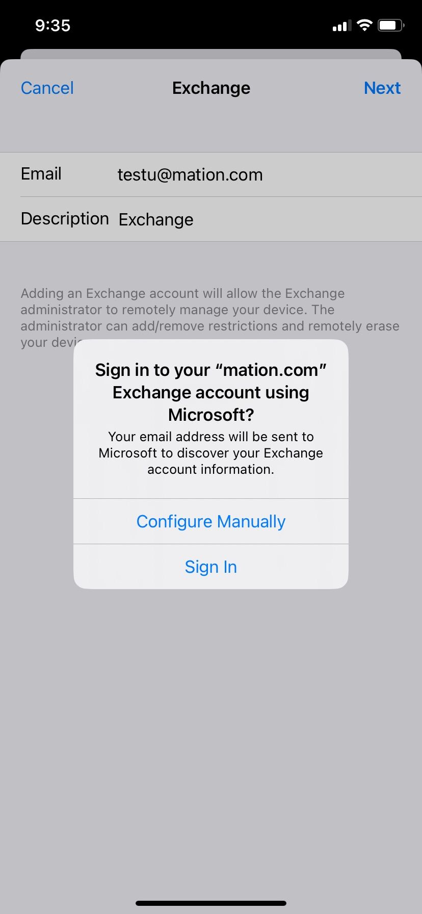 Screenshot of: Tap Sign In.