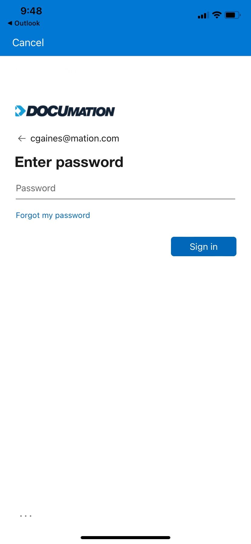 Screenshot of: Type in your computer password and tap sign in.