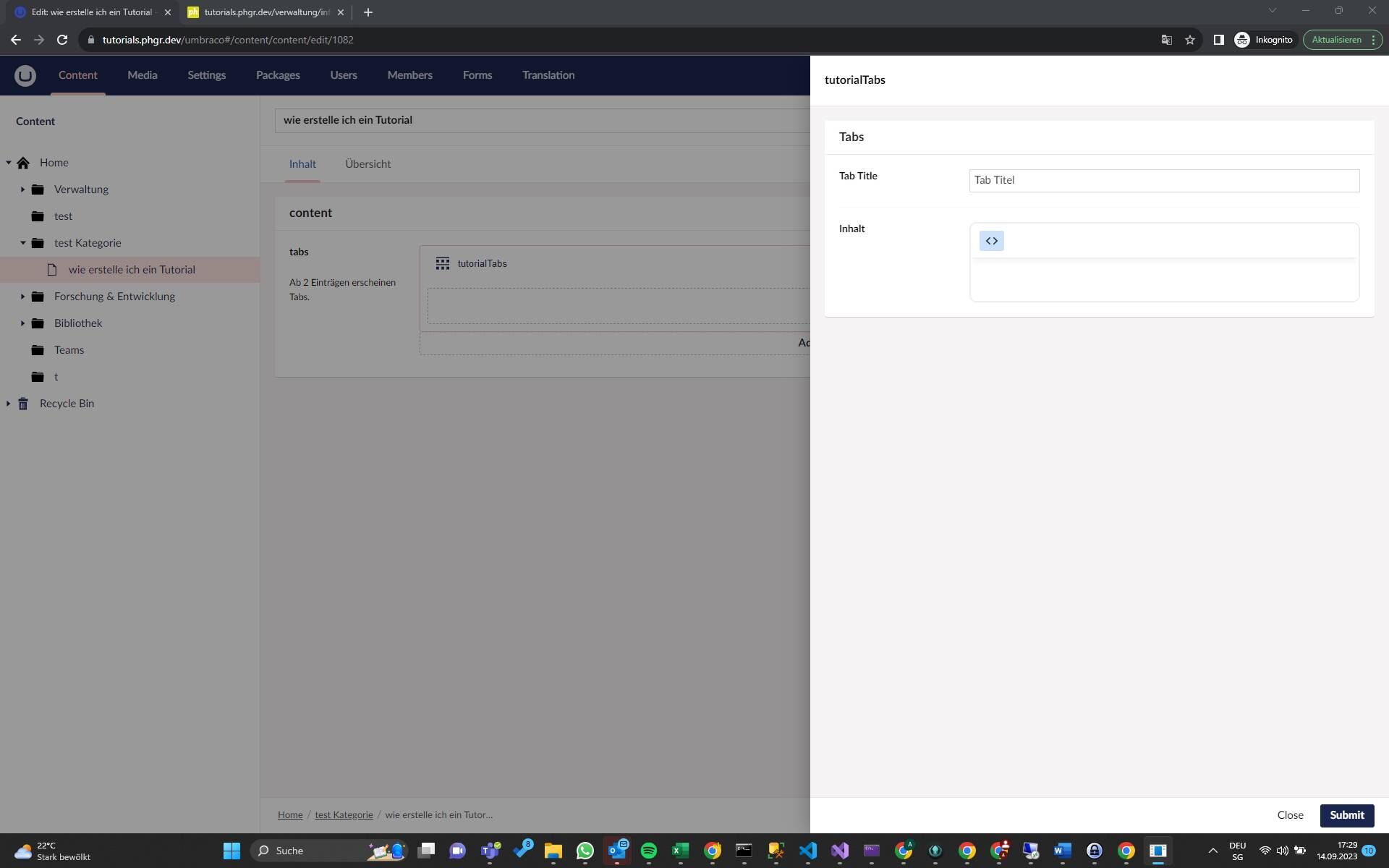 Screenshot of: Im Editor auf den "Html Editor" klicken