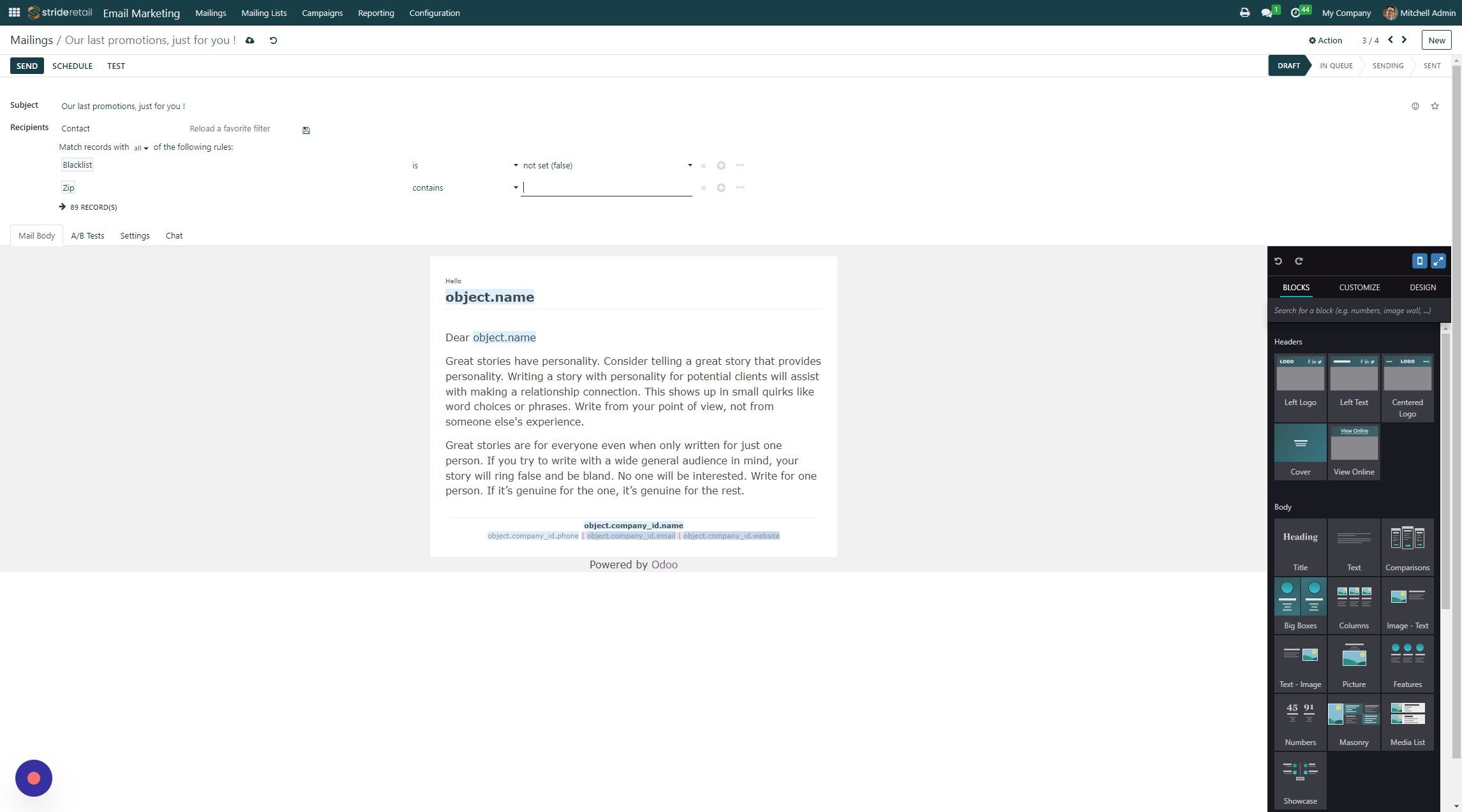 Screenshot of: Click this text field to put your filtering conditions.
