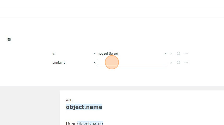 Screenshot of: Click this text field to put your filtering conditions.