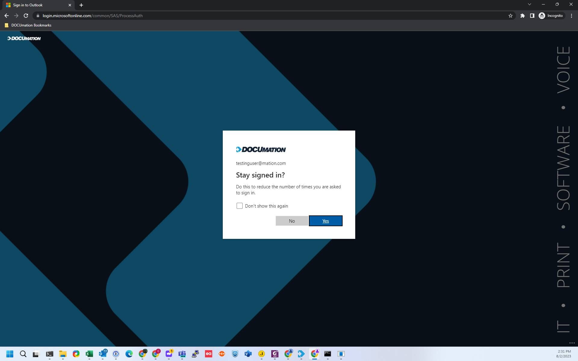 Screenshot of: Click "Sign in to Outlook"
