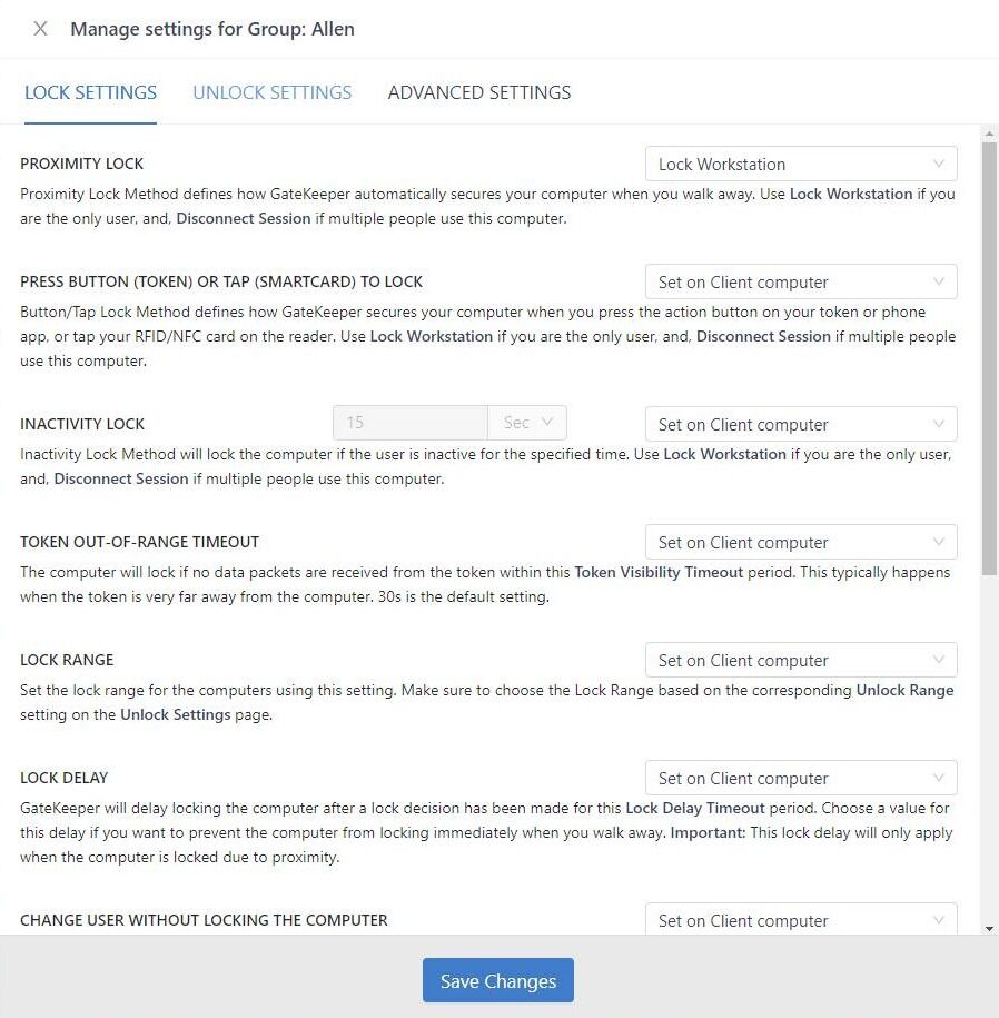 Screenshot of: Click "UNLOCK SETTINGS".