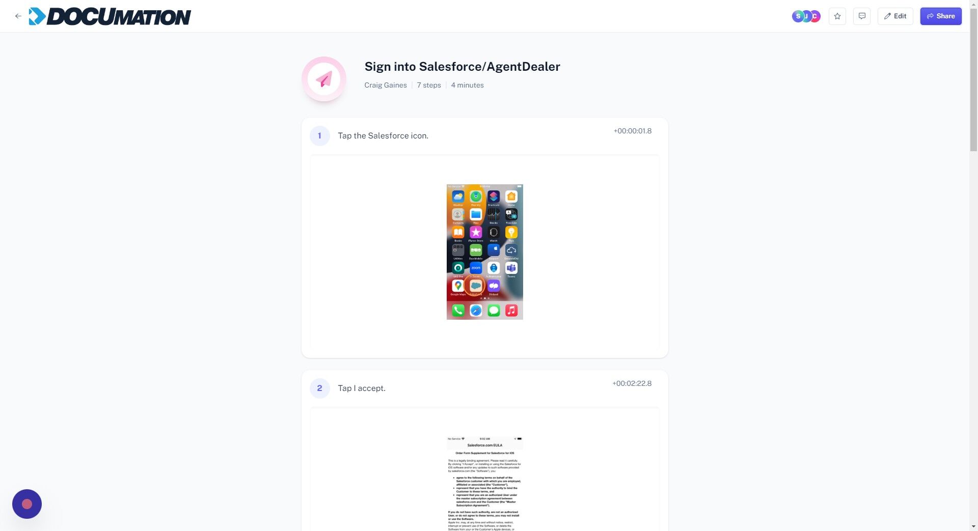 Screenshot of: Click "Share"