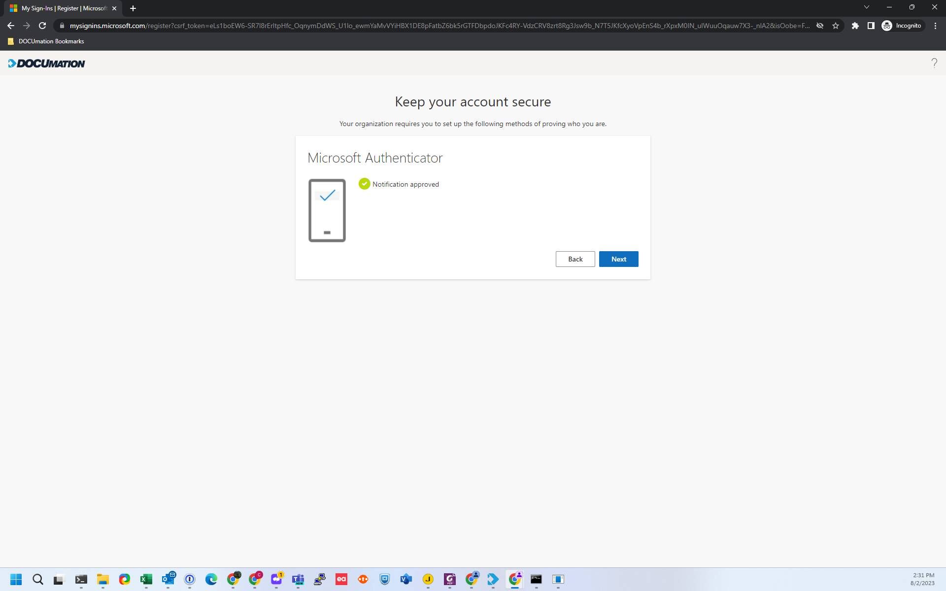 Screenshot of: Click "Next"