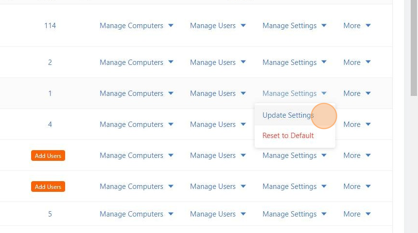 Screenshot of: Click "Update Settings".