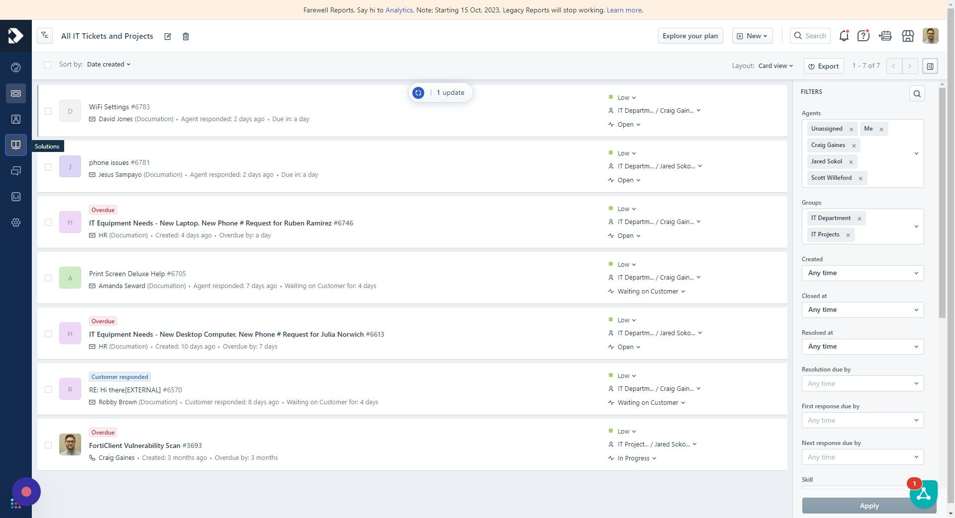 Screenshot of: Go to Solutions