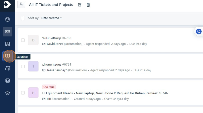 Screenshot of: Go to Solutions