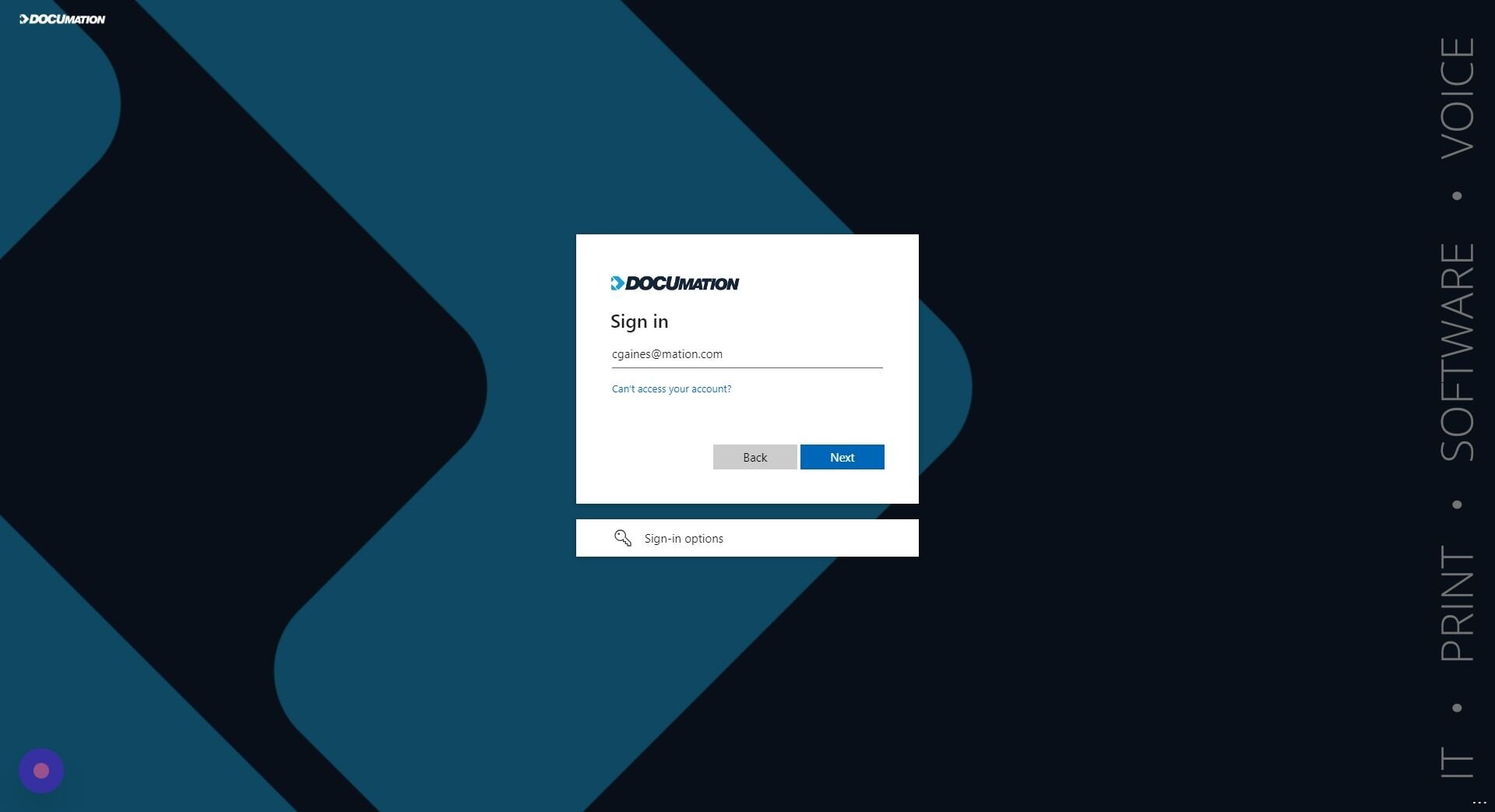 Screenshot of: Type in your email address and click Next.