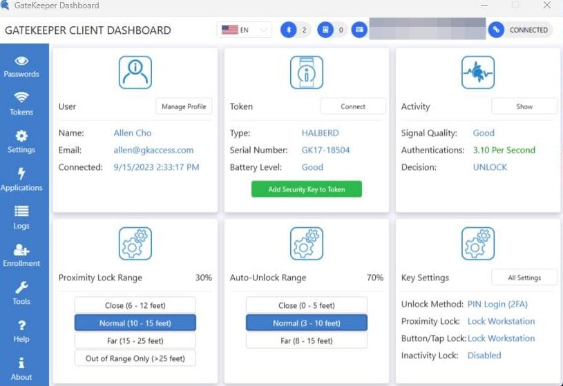 Screenshot of: Open your GateKeeper Client app.