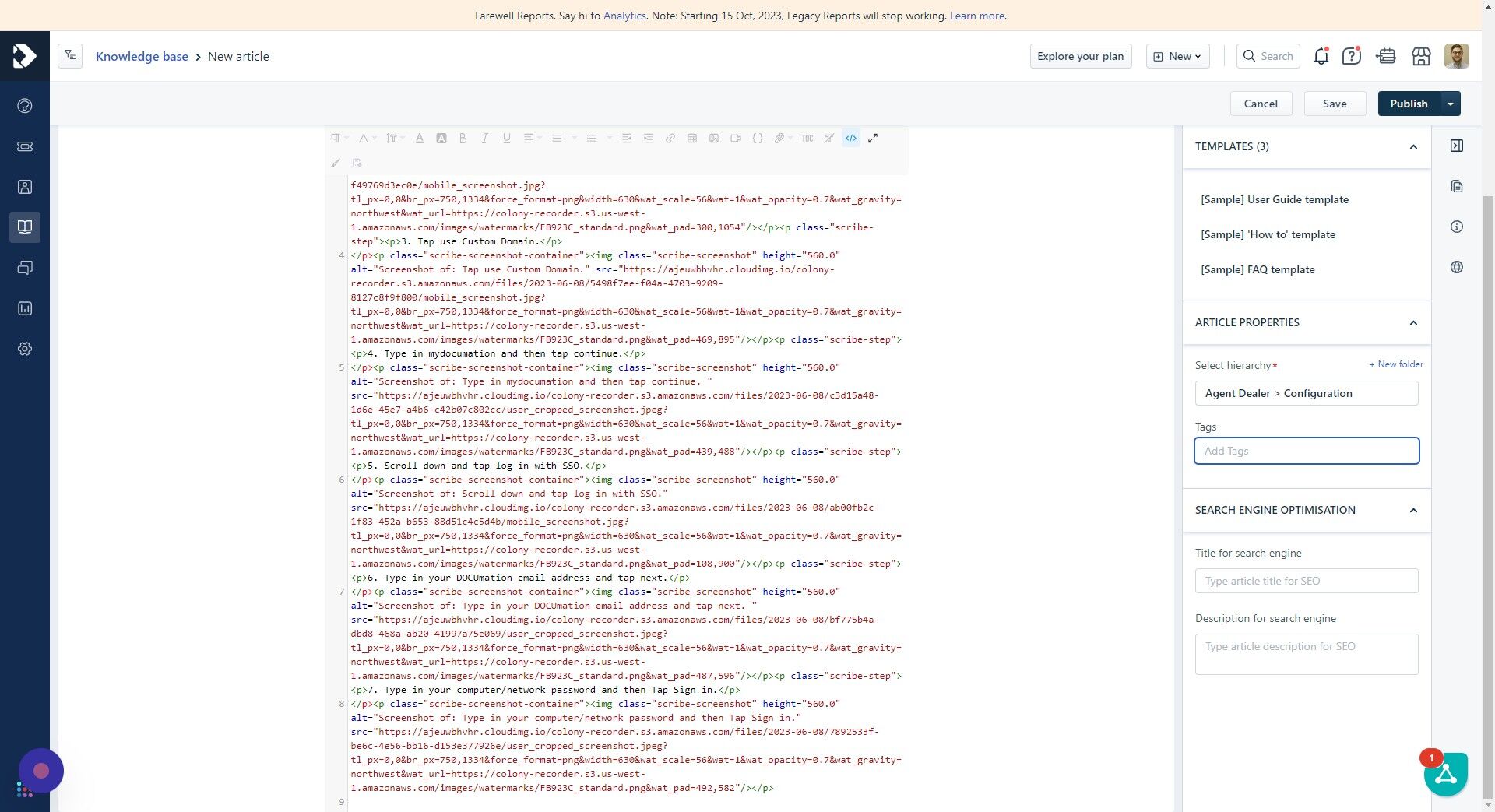 Screenshot of: Click "Publish"