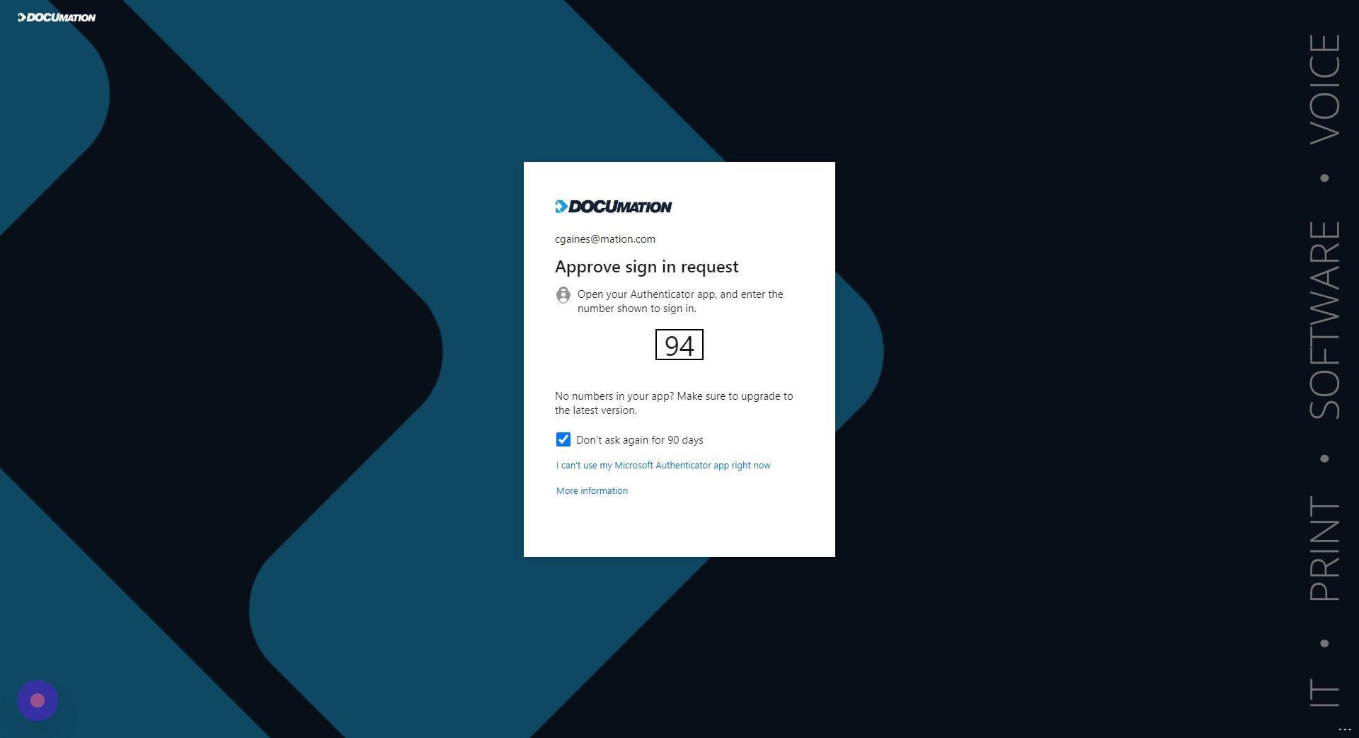 Screenshot of: If it asks for your password, type in your computer password. Then you'll be given an MFA code. Type that into Microsoft Authenticator on your phone. 