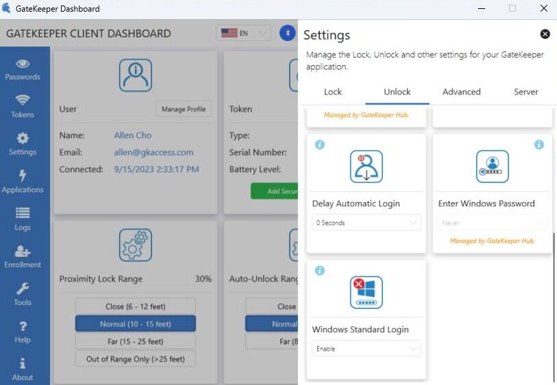 Screenshot of: Scroll down to "Windows Standard Login".