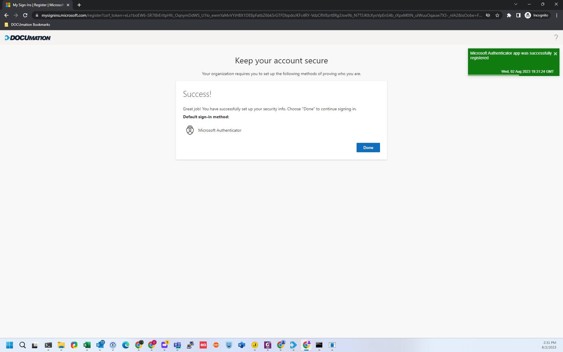 Screenshot of: Click here: