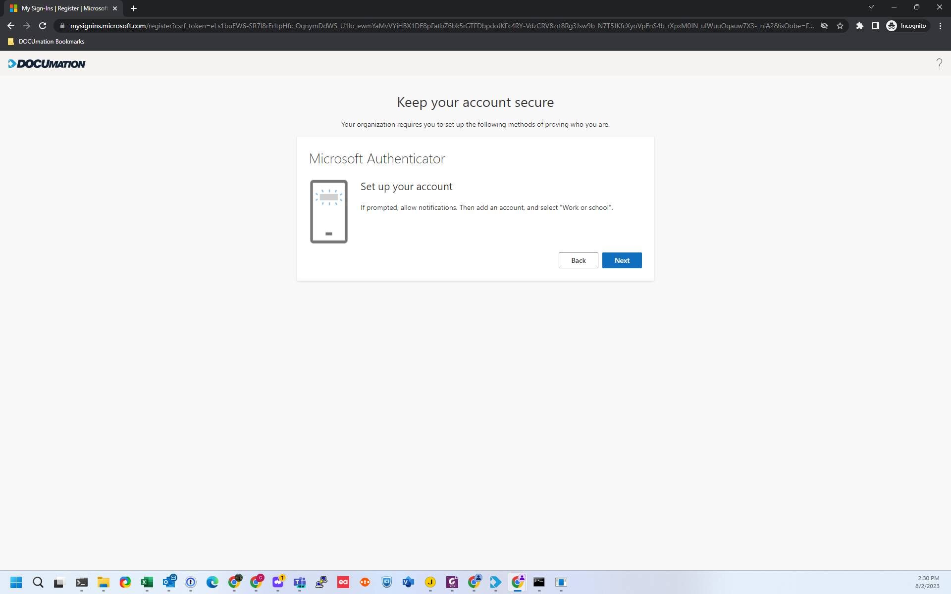 Screenshot of: Click "Next"