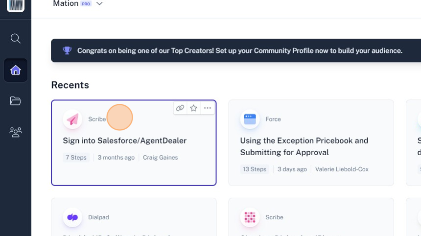 Screenshot of: Click the document you want to share.