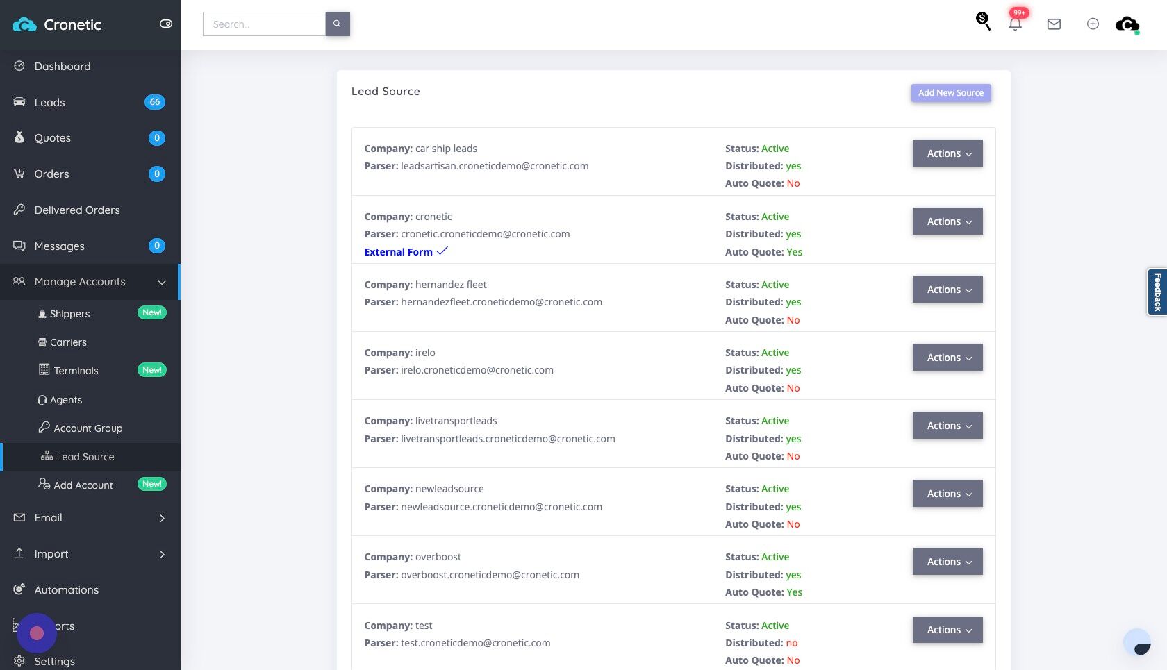 Screenshot of: Click "Add New Source"