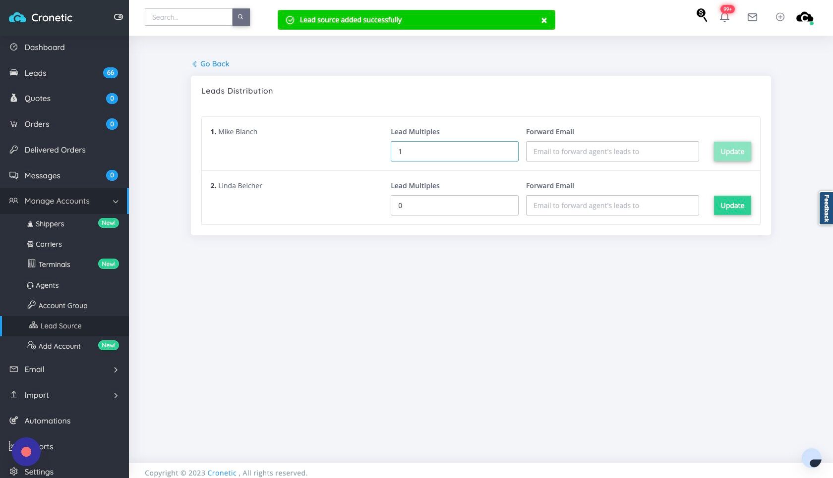Screenshot of: Click "Update"