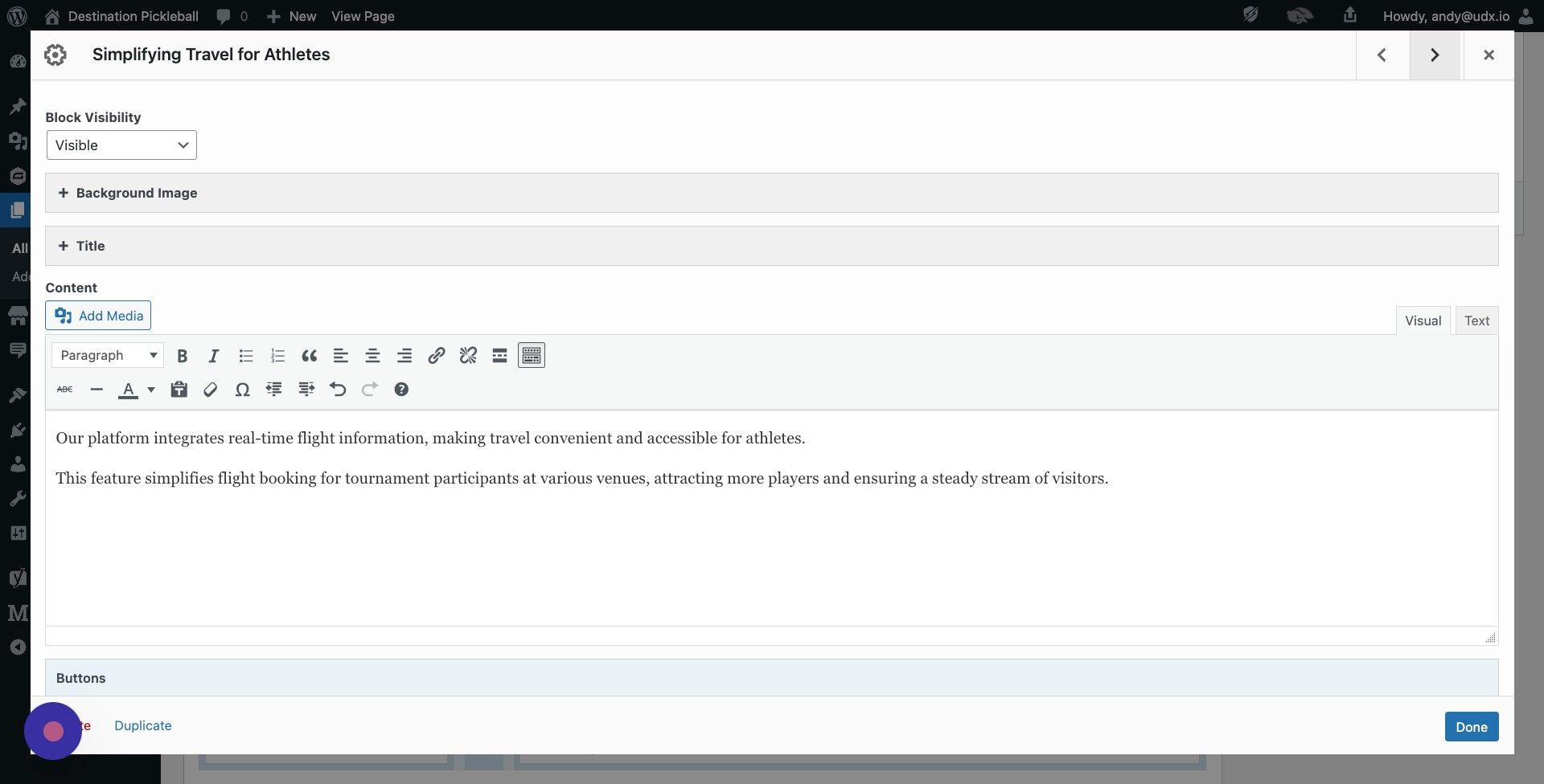 Screenshot of: Pro Tip: navigate between modules using the Left/Right arrows in the top right