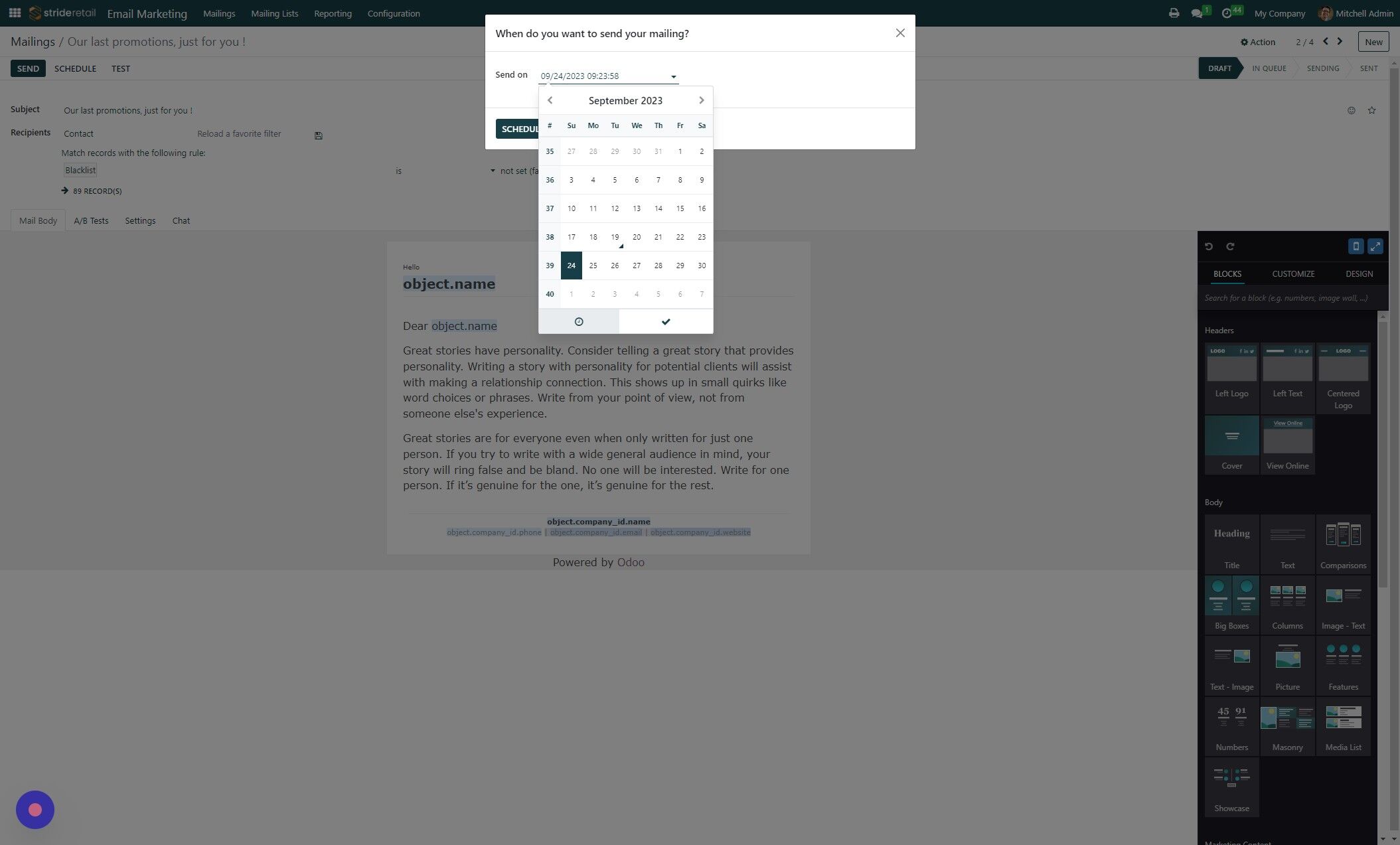 Screenshot of: To select a specific time click the "Clock" icon.