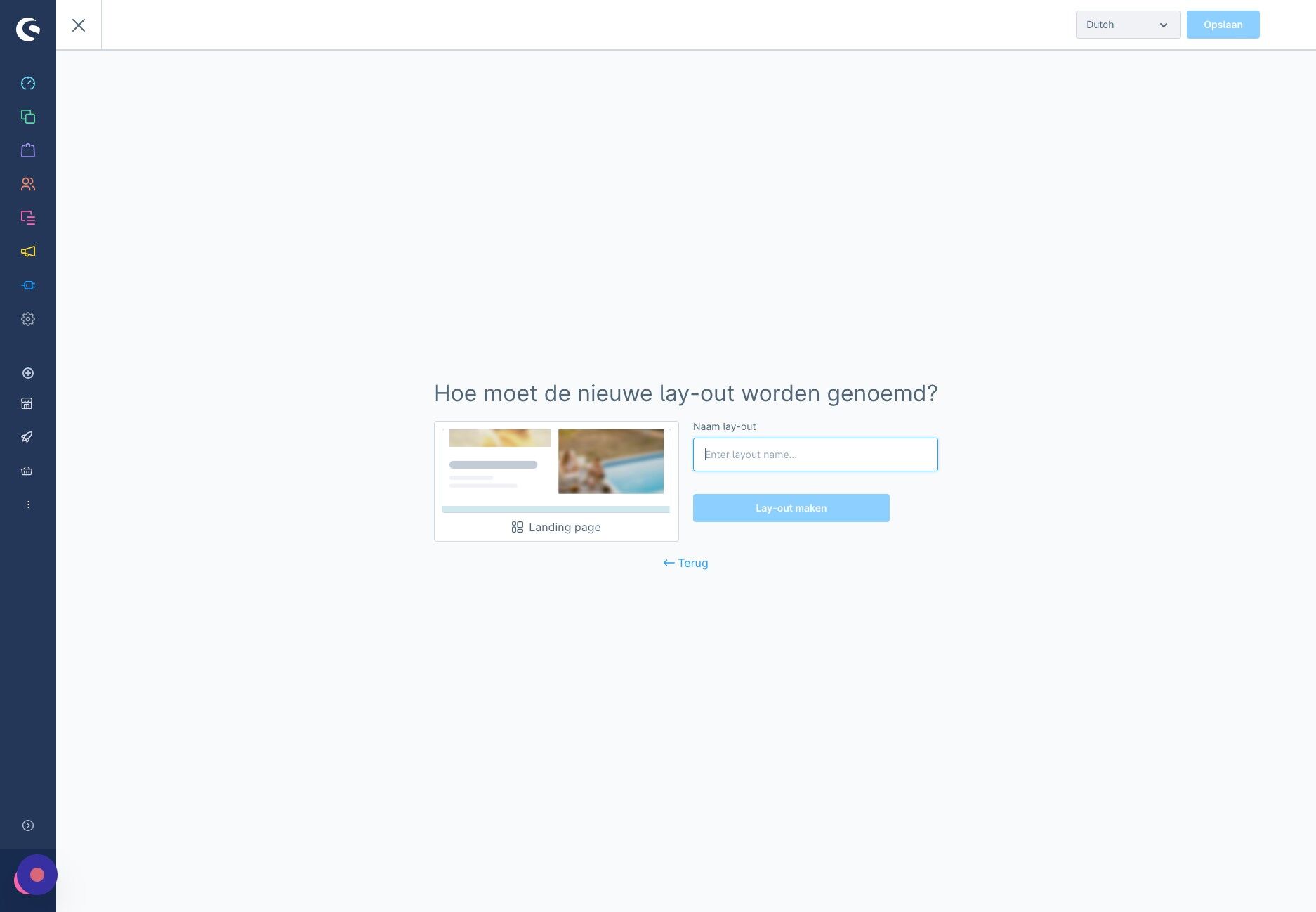 Screenshot of: Geef je nieuw te maken template een naam: