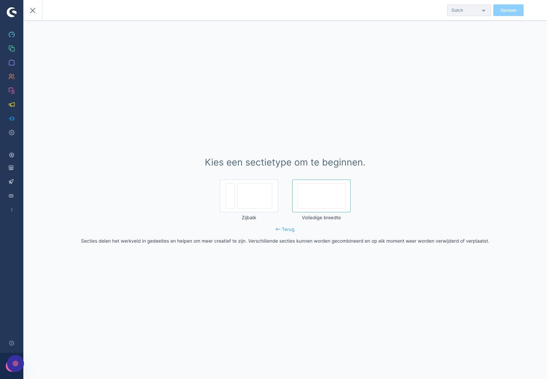 Screenshot of: Wij kiezen voor 'volledige breedte'