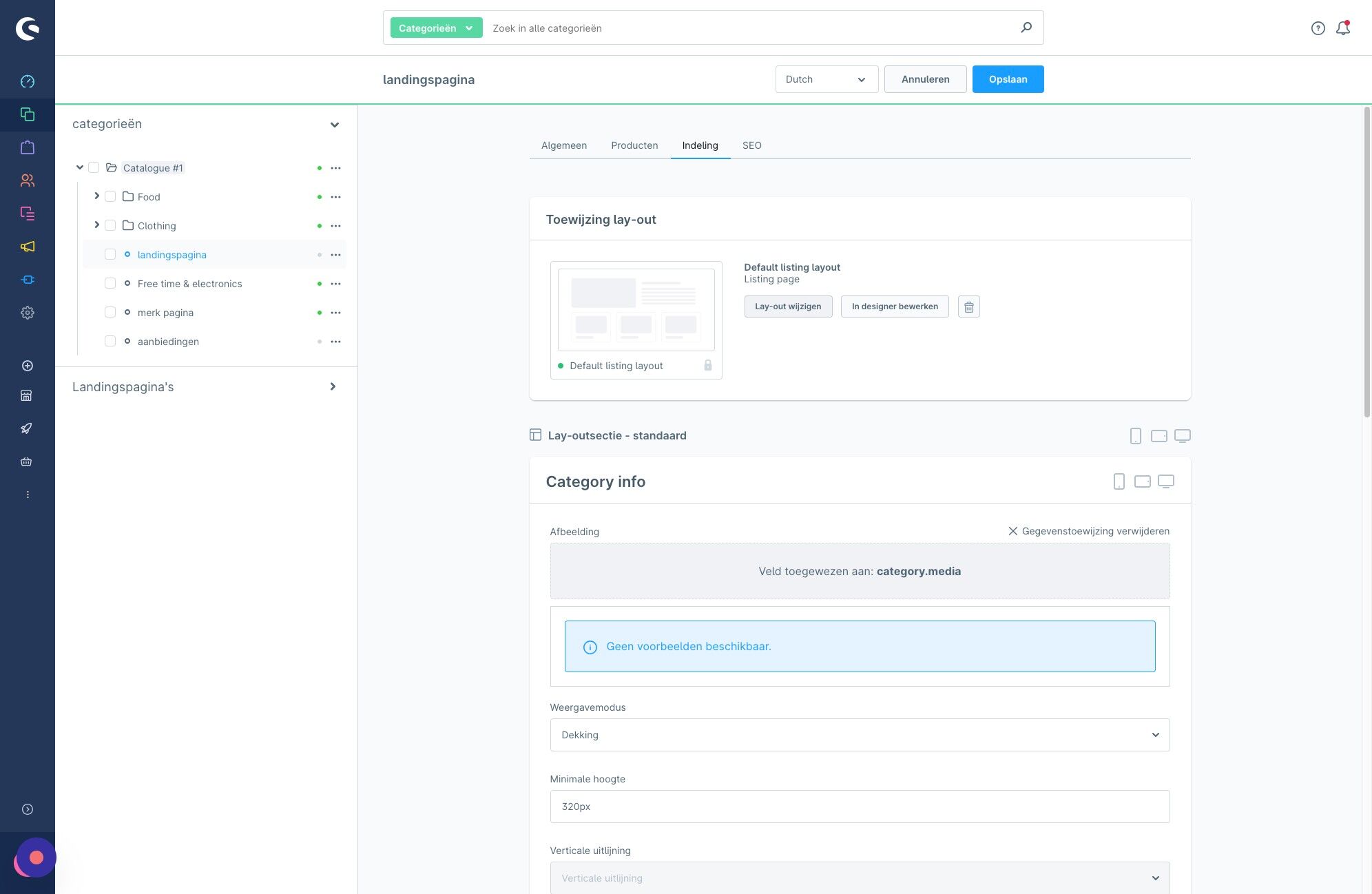 Screenshot of: Klik "Lay-out wijzigen"