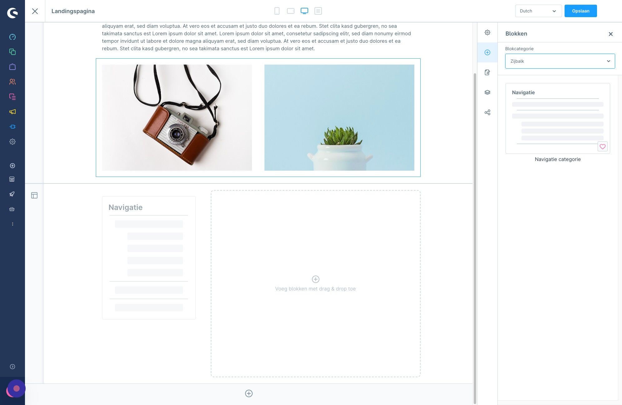 Screenshot of: Zo zou je hier ook producten uit je shop kunnen weergeven