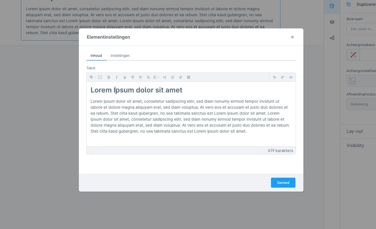 Screenshot of: Schrijf en plak je tekst, maak deze geheel op met de complete tekst editor