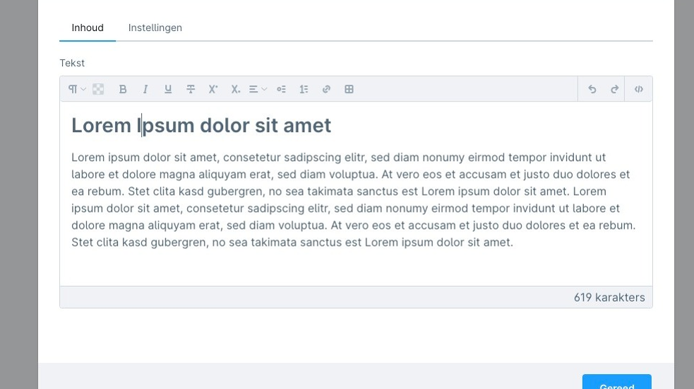 Screenshot of: Schrijf en plak je tekst, maak deze geheel op met de complete tekst editor
