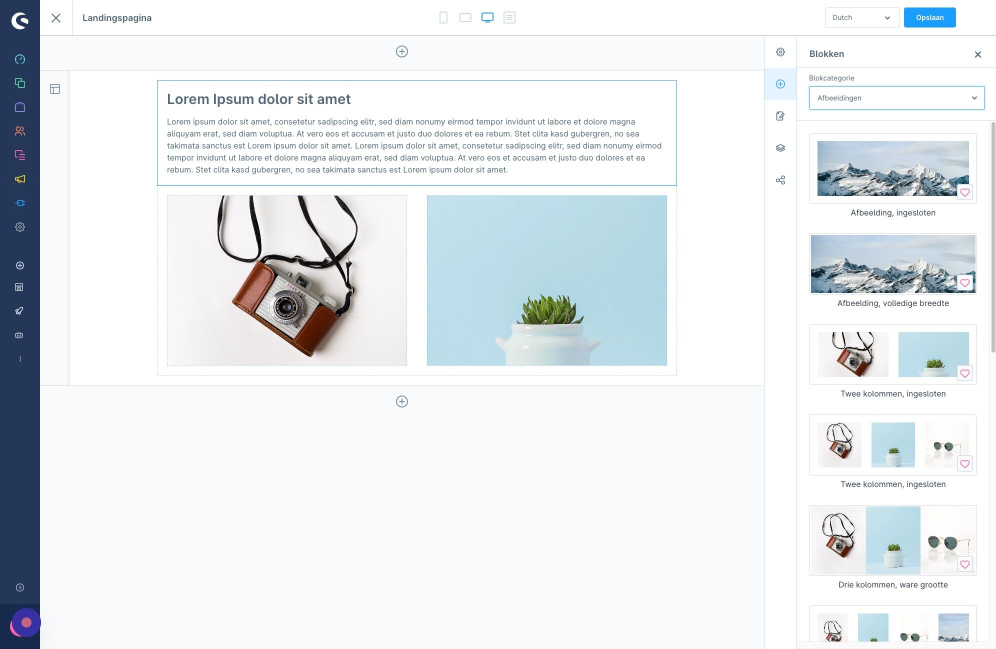 Screenshot of: Selecteer dit blok en sleep deze op de plek onder de tekst