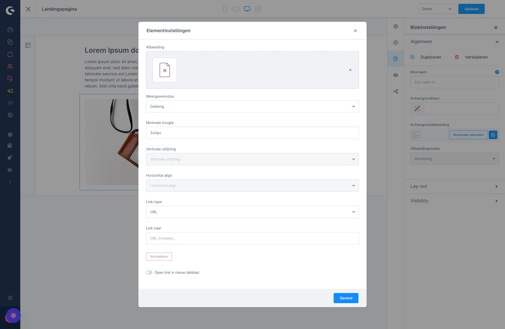 Screenshot of: Na het aanpassen klikken we weer op "Gereed"